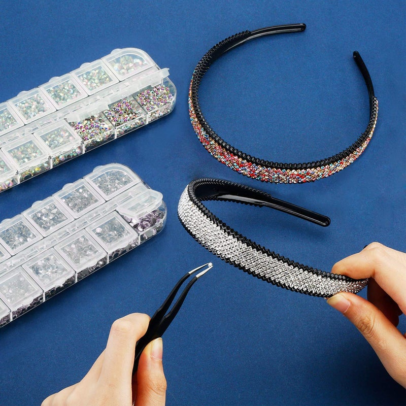 Bememo 4488 Pieces Nail Art Rhinestones Crystal Flatback Rhinestones with Picker Pick Up Tweezers for Nails Art Clothes Shoes Bags Decoration(Colorful, AB Color and Clear) - Image 1